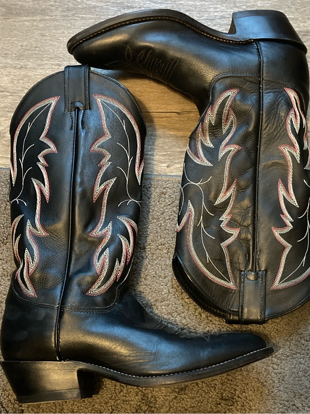 Justin black leather western boots